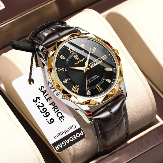 Poedagar Luxury Business Man Wristwatch Waterproof Luminous Date Week