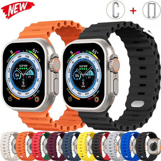 Ocean strap For Apple Watch Ultra Band 49mm 8 7 45mm 41mm Silicone